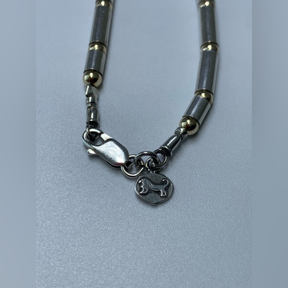 Silpada Rare HTF Sterling Silver & 9K Gold Bead & Tube Unisex Necklace - 18ā - Picture 10 of 15